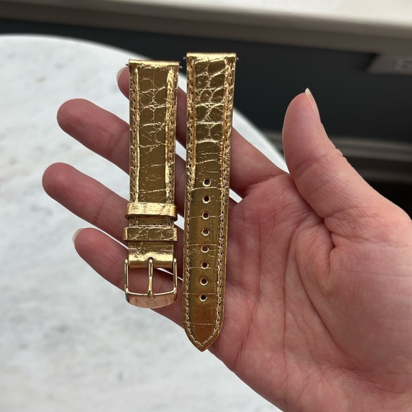 Michele size 18 Metallic Gold Alligator Watch Straps